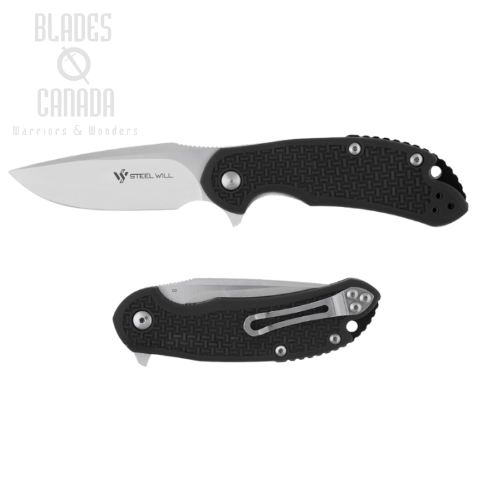 Steel Will Mini Cutjack Flipper Folding Knife, D2 Steel, FRN Black, C22M-1BK